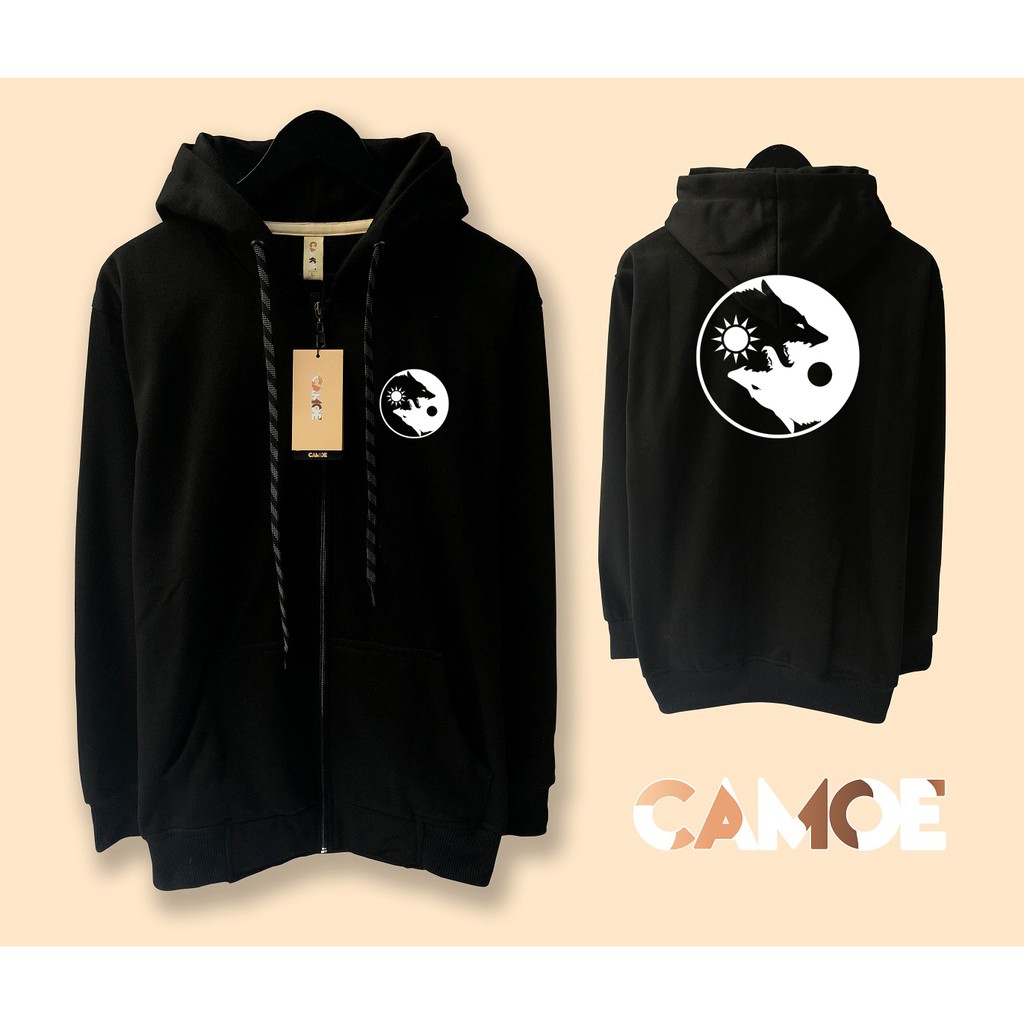 Jaket Hoodie ZIpper Wolf sun moon Yin yang