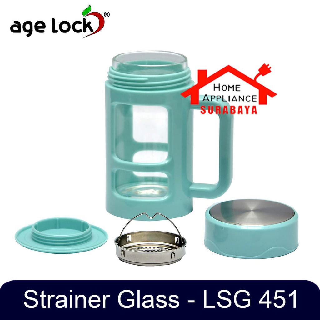 Strainer Glass Age Lock LSG 451 - Gelas Minum Cangkir Botol Mug Kaca Portable 450 ML