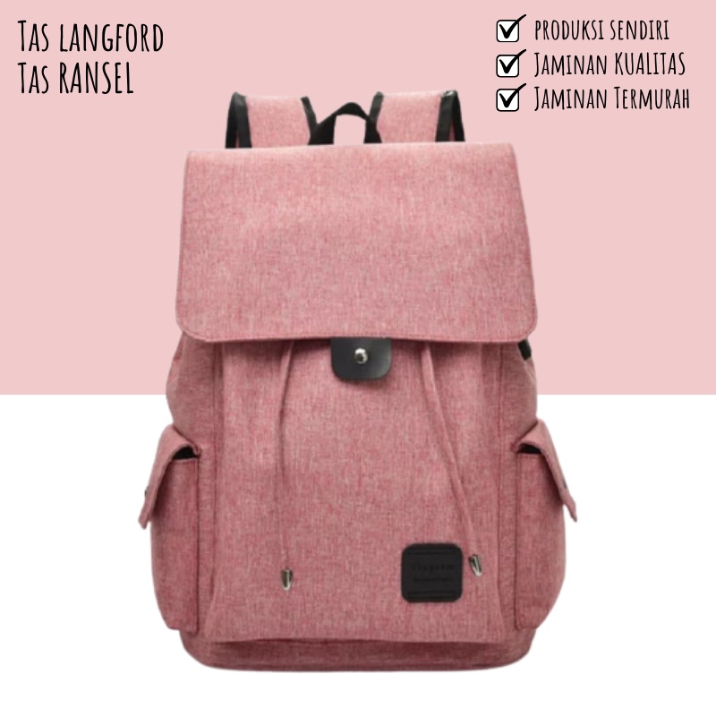 TAS LANGFORD Original Ransel Cewek Waterproof Bahan Toscano tebal