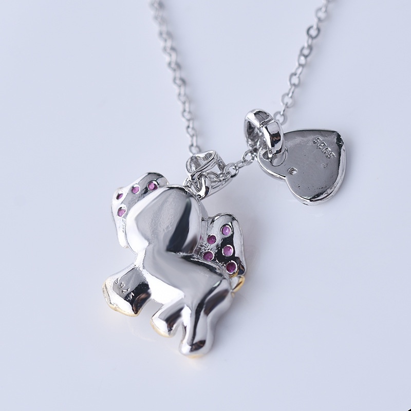 [Ready Stock]Fashion Love Heart-Shaped Animal Elephant Pendant Necklace