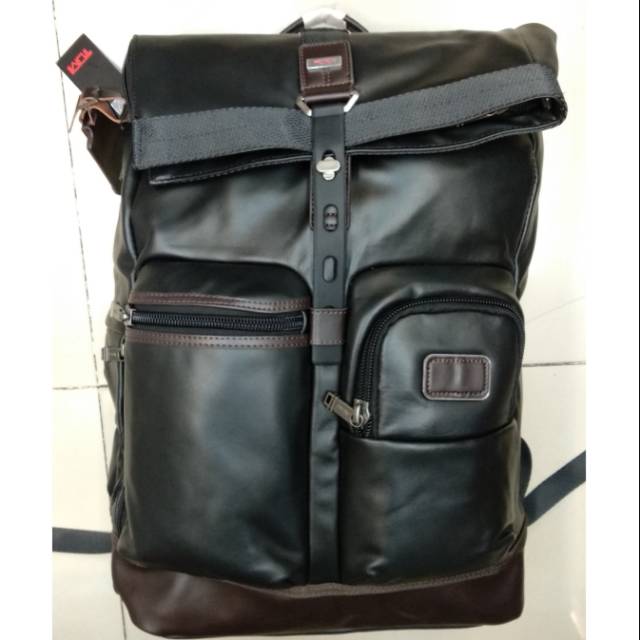 Tas ransel backpack laptop kulit Tumi London roll top leather kerja