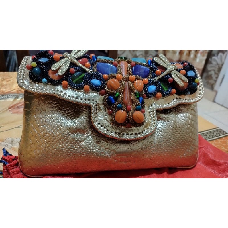 preloved tas pesta warna gold