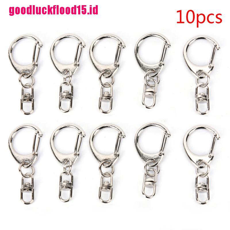 (LUCKID) 10pcs Gantungan Kunci Split Ring Warna Silver Polished DIY