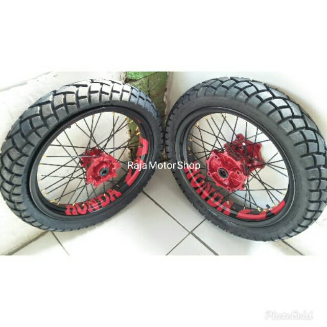 Velg SuperMoto set komplit plus ban Honda CRF 150L ring 17 x 250/300