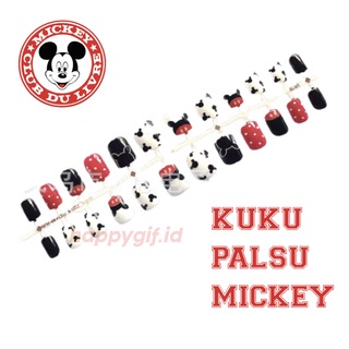 Mickey 24 Pcs Fake Nail Manicure Sticker Durable KU031