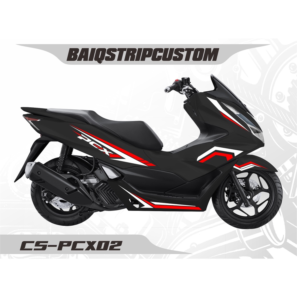 Striping cutting Honda PCX 160- Skotlet Sticker Lis GARIS MERAH HITAM Variasi Cutting Sticker MOTOR 