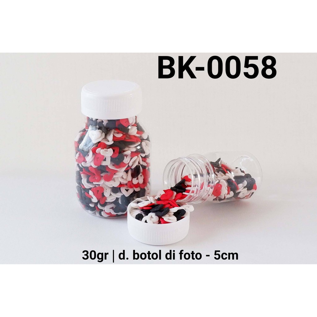 

BK-0058 Sprinkles sprinkle sprinkel hati hitam merah putih 30gram yamama baking grosir murah sprinkles cake dekorasi mutiara trimit decoration story sprinklestory sprinklesstory sprinkle story yamama baking