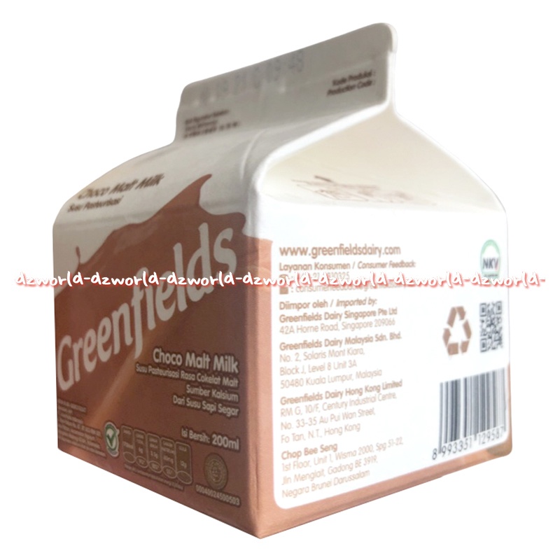 Greenfields Choco Malt 200ml Minuman Susu UHT Siap Minum Yang Mengandung Mineral Dan Vitamin Green Fields