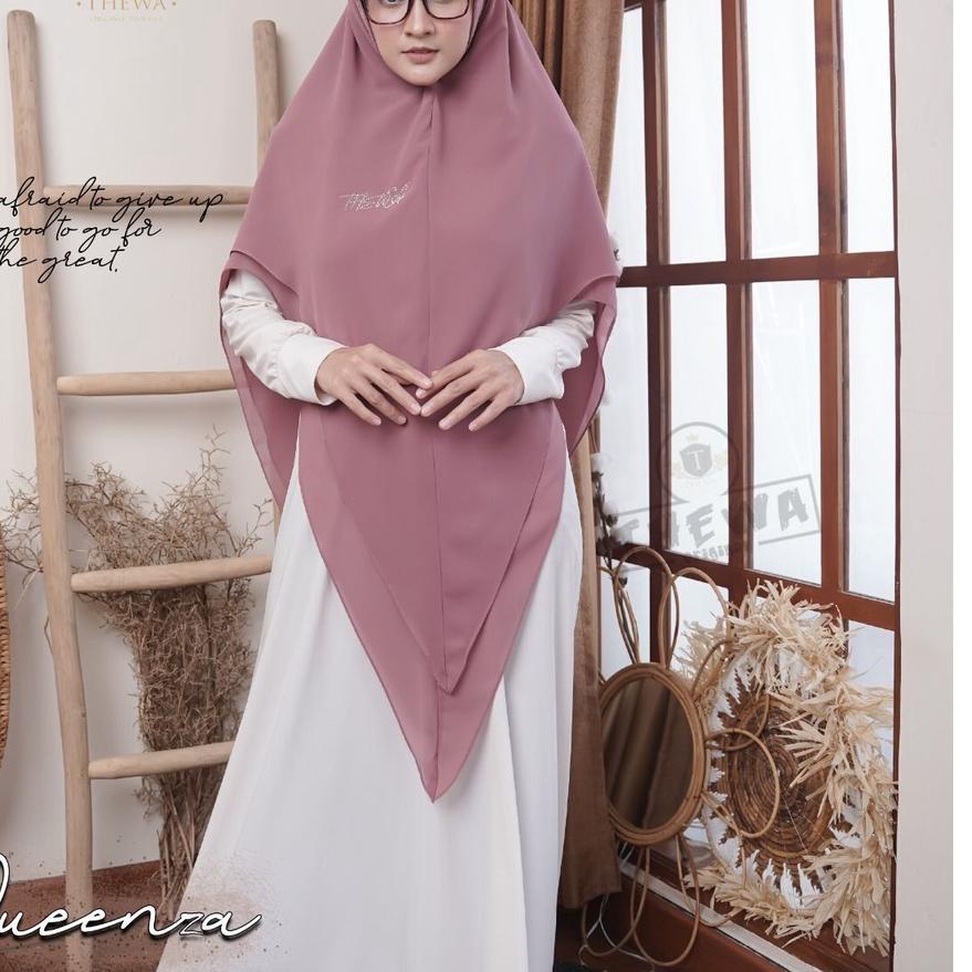 Trend - Kerudung/ khimar/ hijab “QUEENZA” Jumbo Lancip Remple belakang ORIGINAL THEWA .,