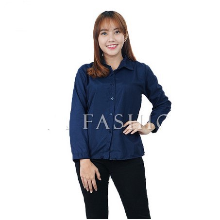 KEMEJA BASIC / KEMEJA DIAN / COMFY SKOLDER / KEM BASIC / KEMEJA POLOS-NAVY