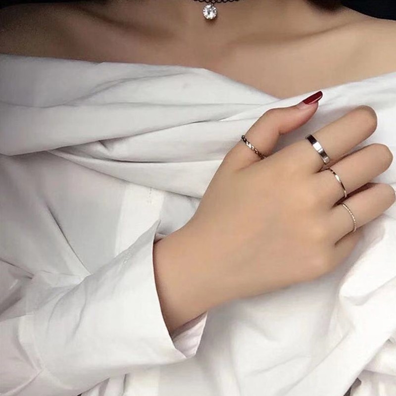 Cincin Minimalis Gaya Retro Jepang Korea Untuk Wanita