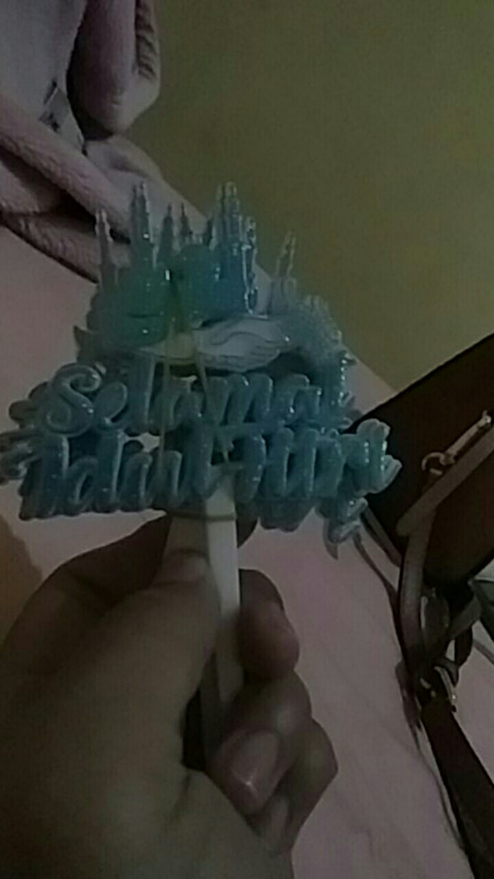 Ti-0137-f Cake Topper Tulisan Idul Fitri Lebaran Biru