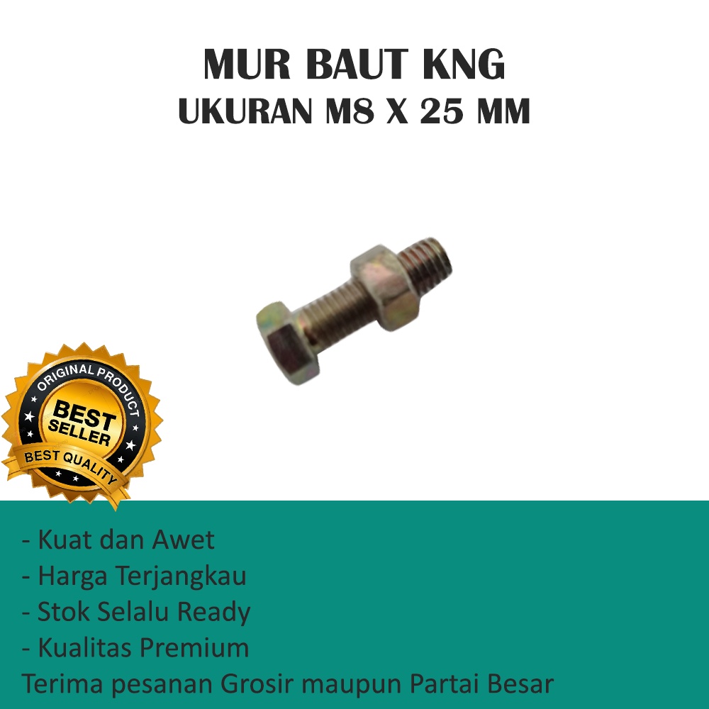 MUR BAUT UKURAN M8 X 25 MM KNG MURAH (HARGA PER 10 PCS)