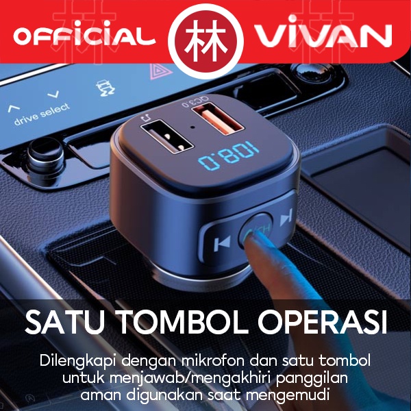 Vivan VBT01 Car Bluetooth Transmitter Charger 18W USB Music Player