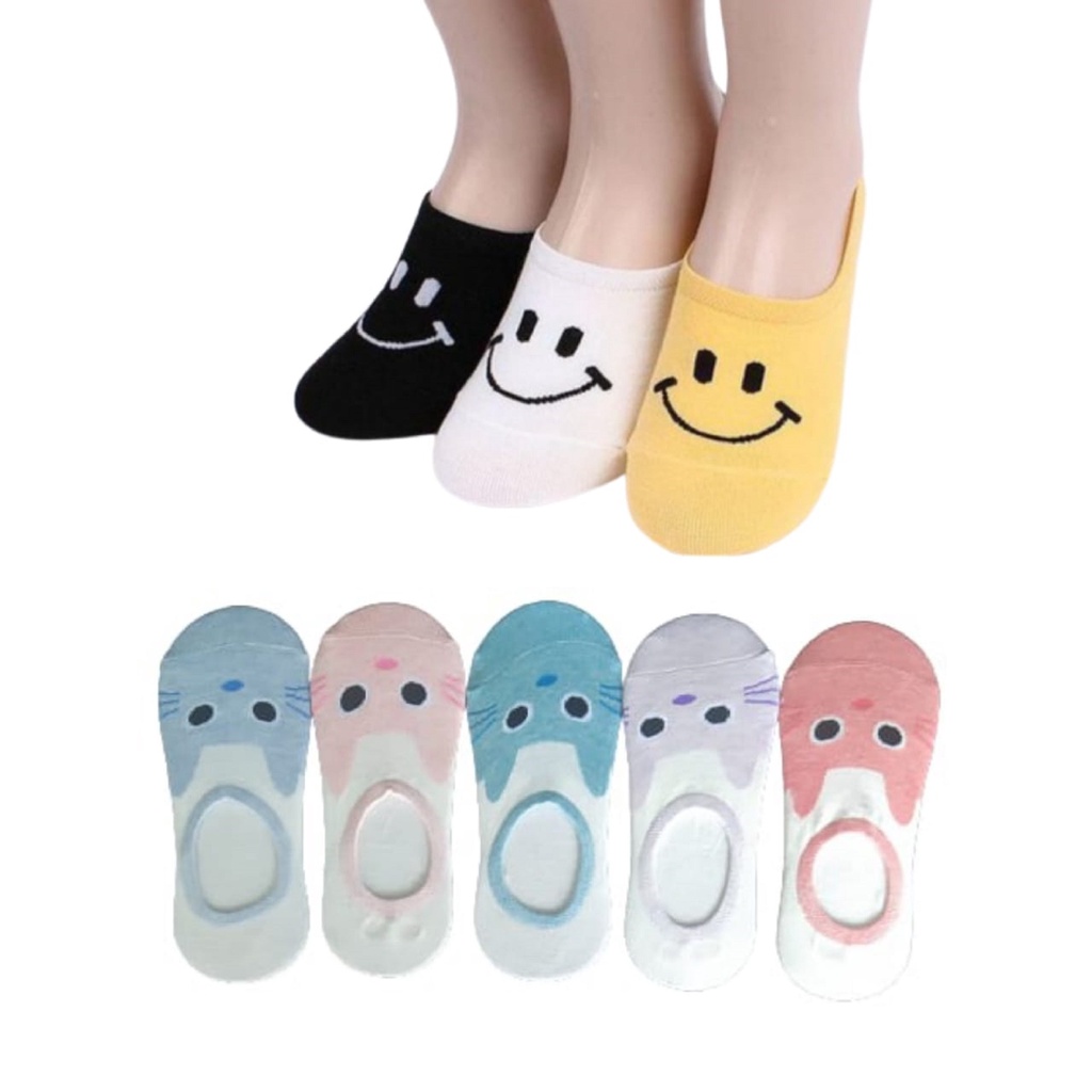 Kaos kaki wanita hidden invisible socks motif lucu