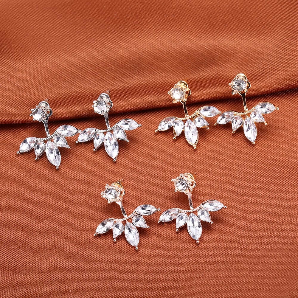 Korean Crystal Ear Cuff Clip Leaf Daisy series Flower Stud Earrings Fashion Jewelry