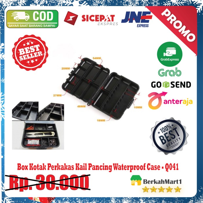 Box Kotak Perkakas Kail Pancing Waterproof Case - Hitam