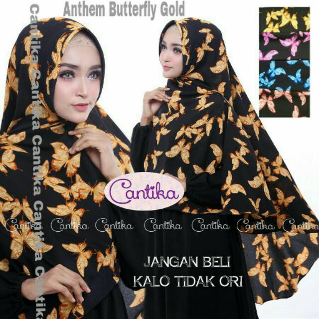kerudung hijab jilbab instan khimar syari ANTEM BUTTERFLY GOLD