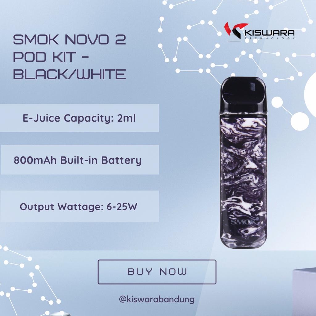 SMOK Novo 2 Pod Kit - BLACK/WHITE [Authentic] KiswaraBandung