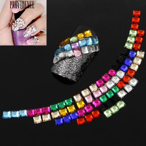 [Bayar Di Tempat] 12 Warna 3D 3mm Persegi Nail Dekorasi Pipih Shiny Rhinestone DIY Nail Art Tips