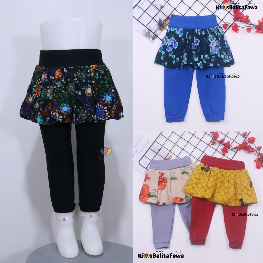 Legging Balloon Baby Girl 0-12 Bulan / Leging Rok Celana Panjang - Pants Baby Kaos - Motif Polos