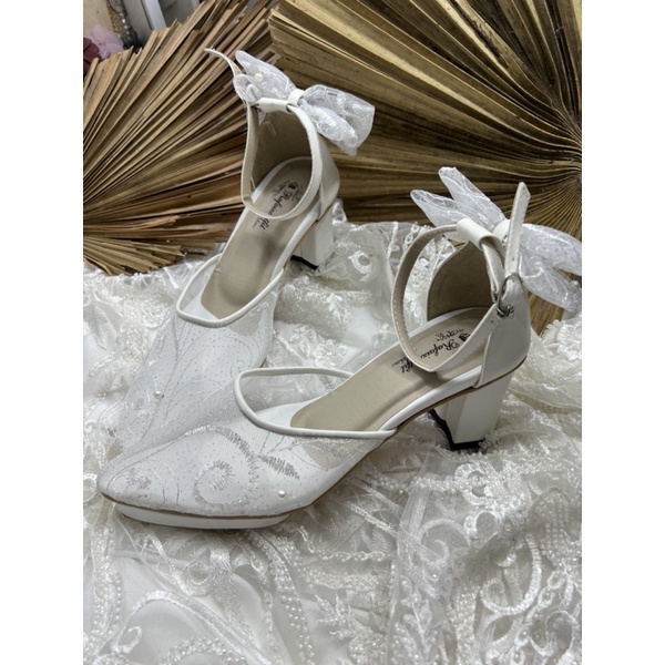 Rafaizoutfit sepatu valia putih pita sepatu cantik sepatu wedding shoes sepatu pesta 7cm tahu