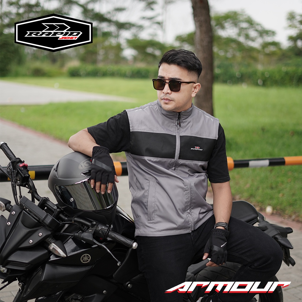 Rompi motor pria touring  anti angin  RAPID ARMOUR  tahan angin pelindung dada reflextif bahan parasit premium