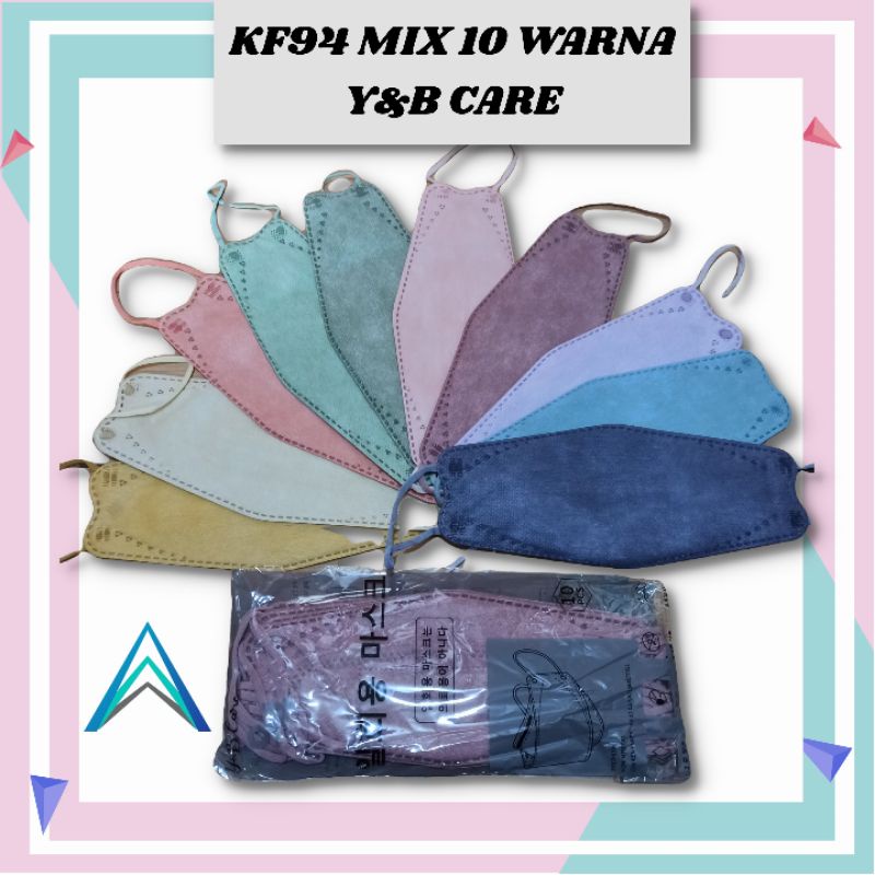 Masker Kf94 isi 50pcs 4ply High Quality Bahan Nyaman dan Lembut Semarang-Kf94 isi 20 Rainbow