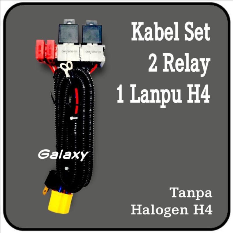 Kabel Set Relay Lampu - 2 Relay 1 Lampu - Khusus Motor Pemakai Type Bohlam H4