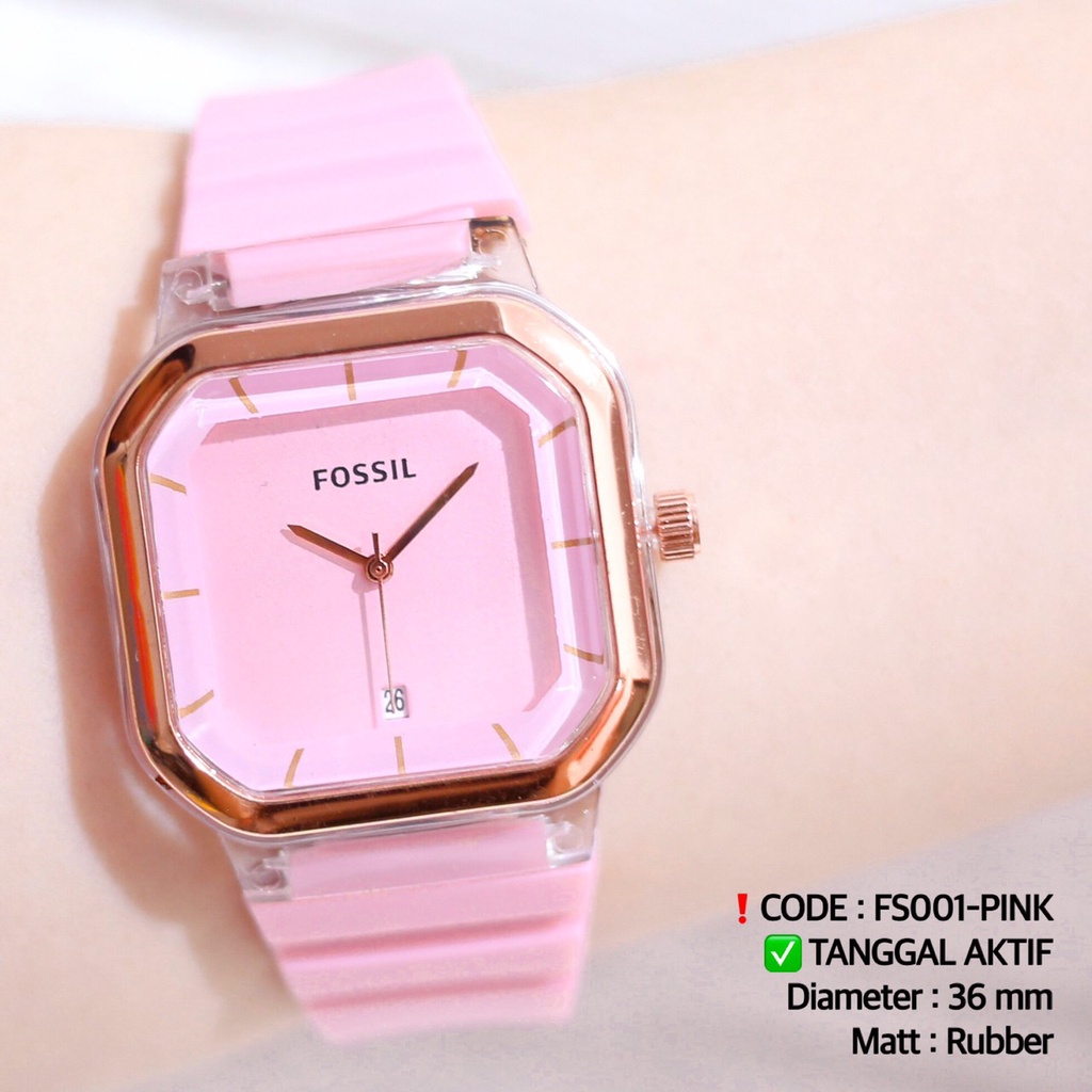 Jam tangan wanita rubber karet premium tanggal aktif FS009