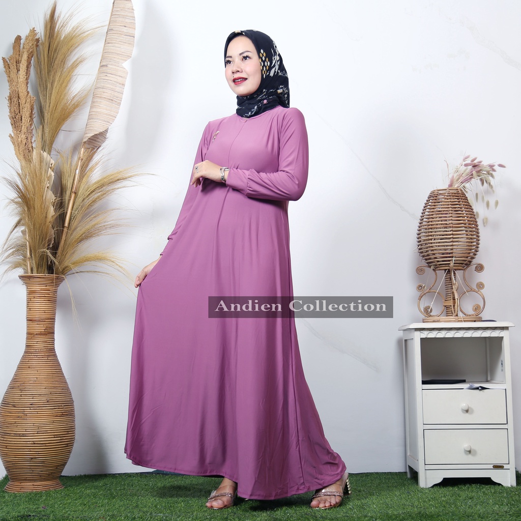 Gamis polos jersey- dress panjang- iner daleman wanita