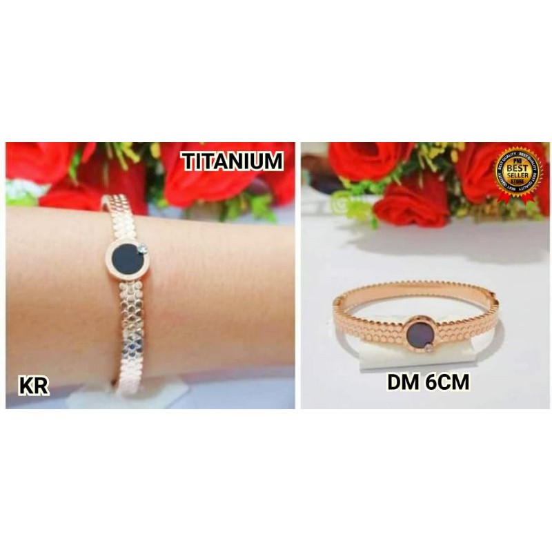 Gelang wanita Titanium motif Batu giok dan permata satu