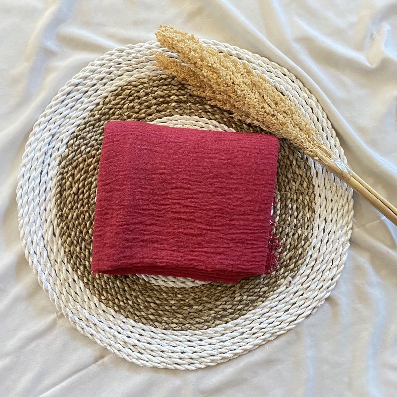 PASHMINA 𝖢𝖱𝖨𝖭𝖪𝖫𝖤 ORIGINAL 𝖬𝖤𝖱𝖪 AZARA LAVANYA ( Pashmina Arabian/ Pashmina Kusut)-Merah