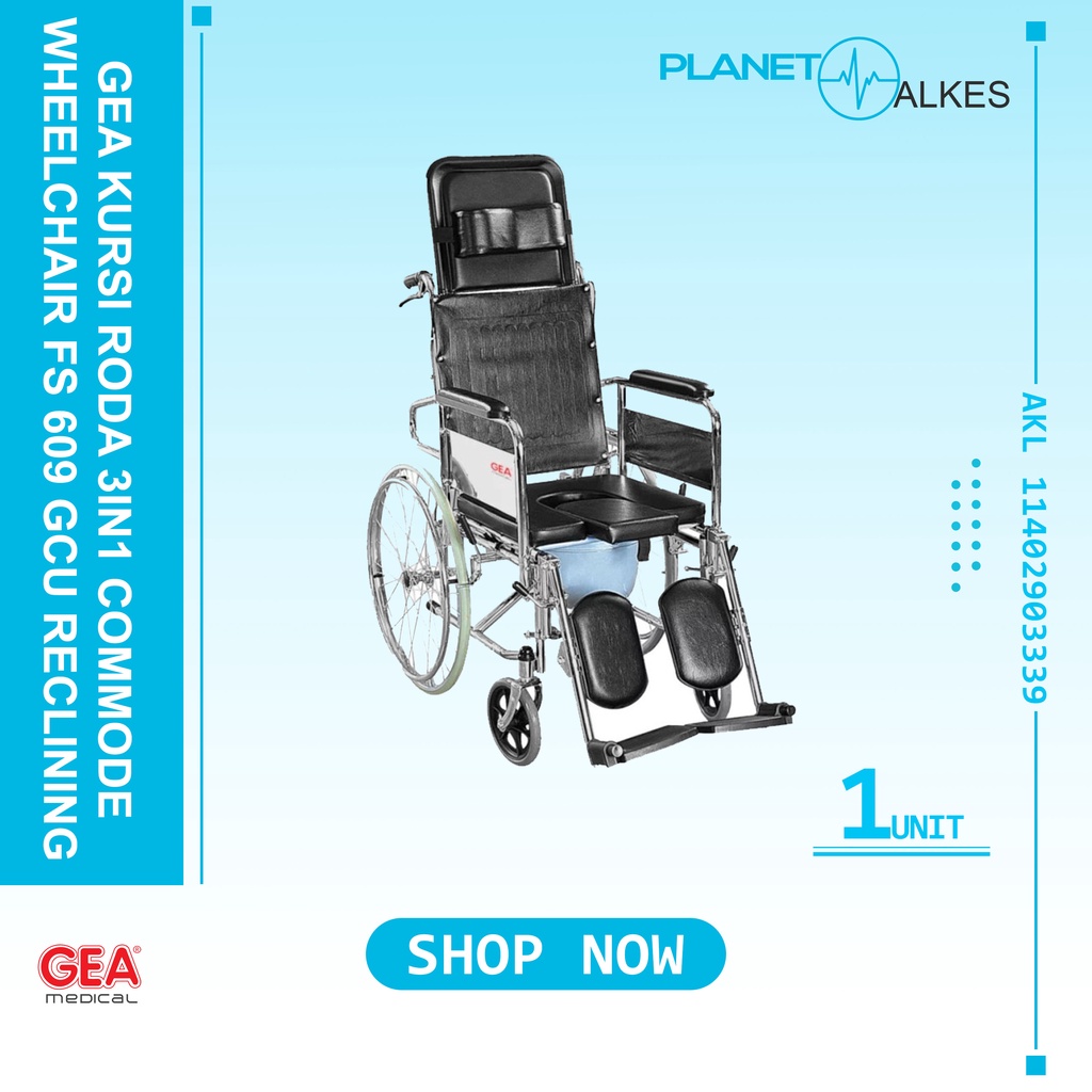 Kursi Roda GEA 3in1 FS 609GC Reclining / FS609GC / SELLA FS-609 GC - Kursi Roda 3in1 Multifungsi Bis