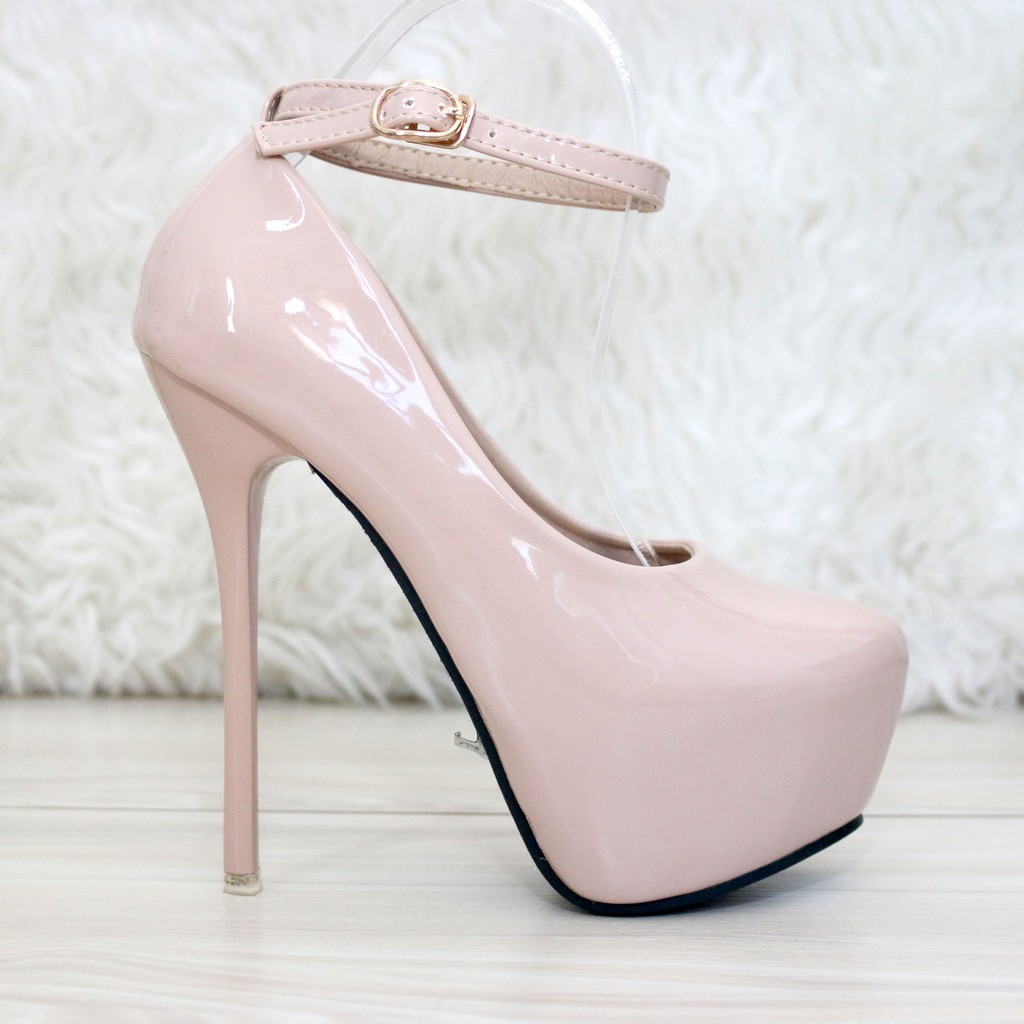 YKshoes 1336 pump heels 15cm sepatu hak tinggi hitam putih beige impor pantofel gudang shoes wanita-5