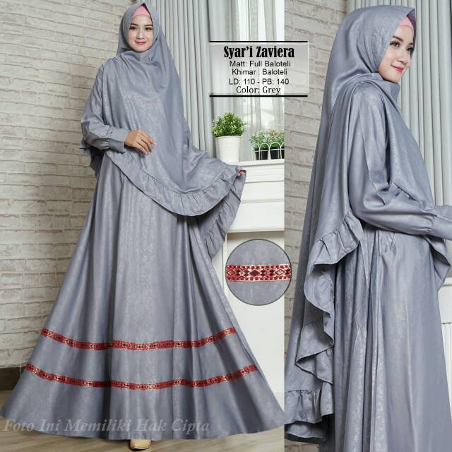 Set Gamis Syari Polos Syari Zaviera Gamis Balotelly Cantik Busui Murah