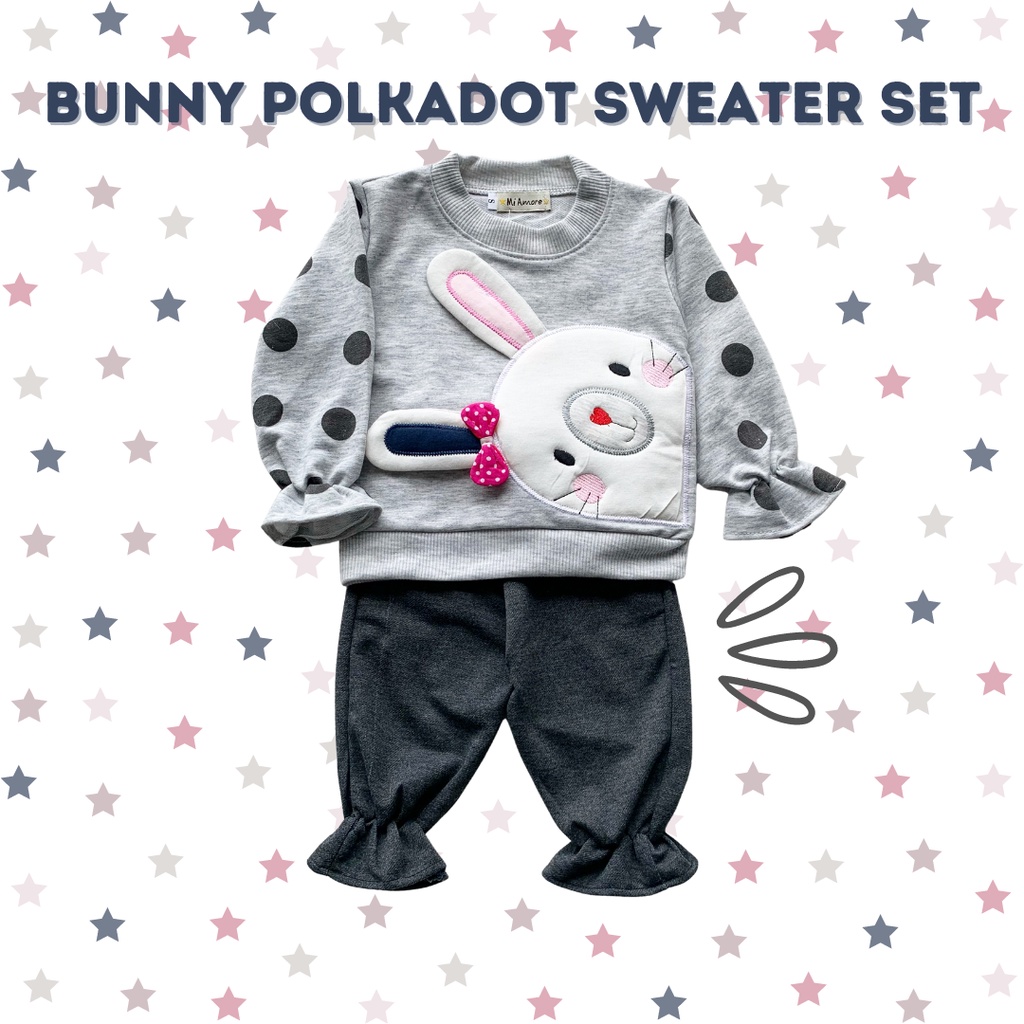 GROSIR BUNNY POLKADOT SWEATER SET