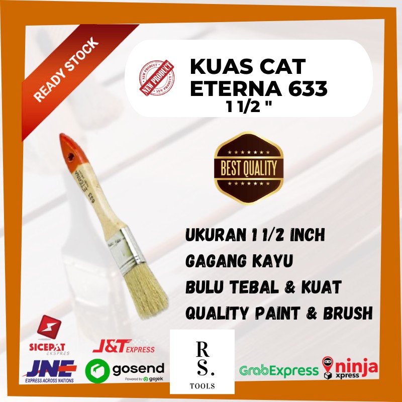 

Kuas Cat ETERNA 633 1 1/2 Inch Kuas Gagang Kayu Tebal Koas Cat Paint Brush Kuas 1 1/2 " ETERNA ASLI