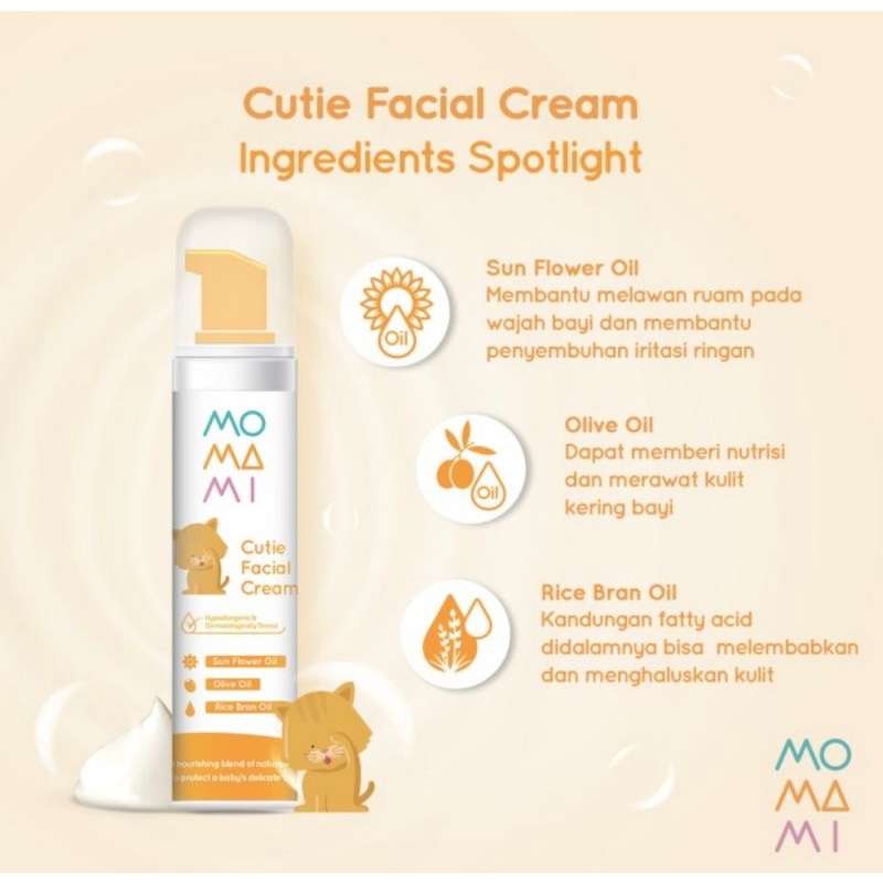 Momami Cutie Facial Cream 50 Gr/Krim Perawatan Wajah Bayi Momami