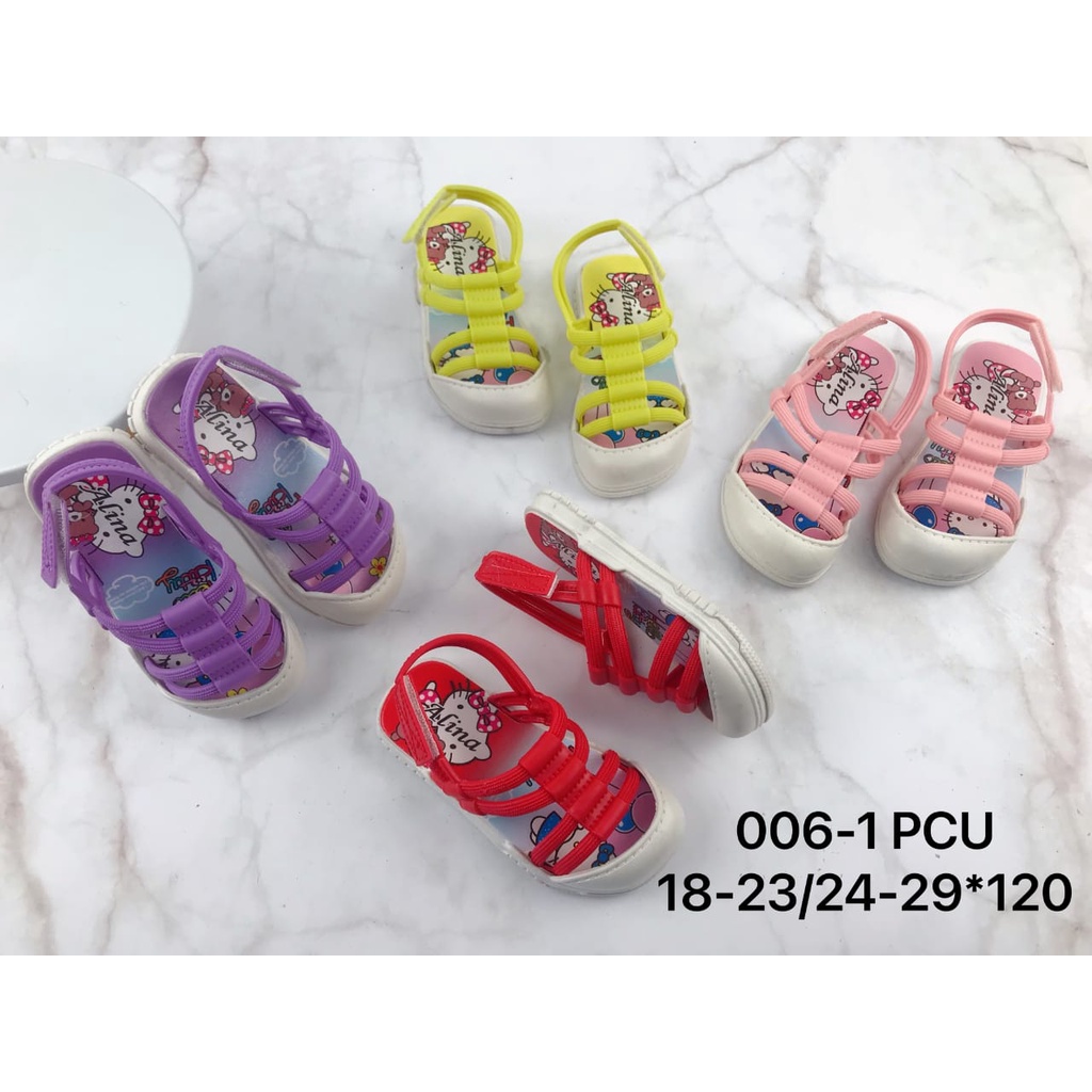 CUCI GUDANG SANDAL LET ANAK KCL MOTIF HELLO KITTY ALINA 006-1