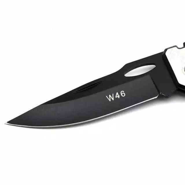 KNIFEZER Pisau Saku Lipat Mini Serbaguna Camping Gunung Knife Tactical Survival Outdoor Portable Pisau Lipat Saku Mini Serbaguna - W46 HITAM