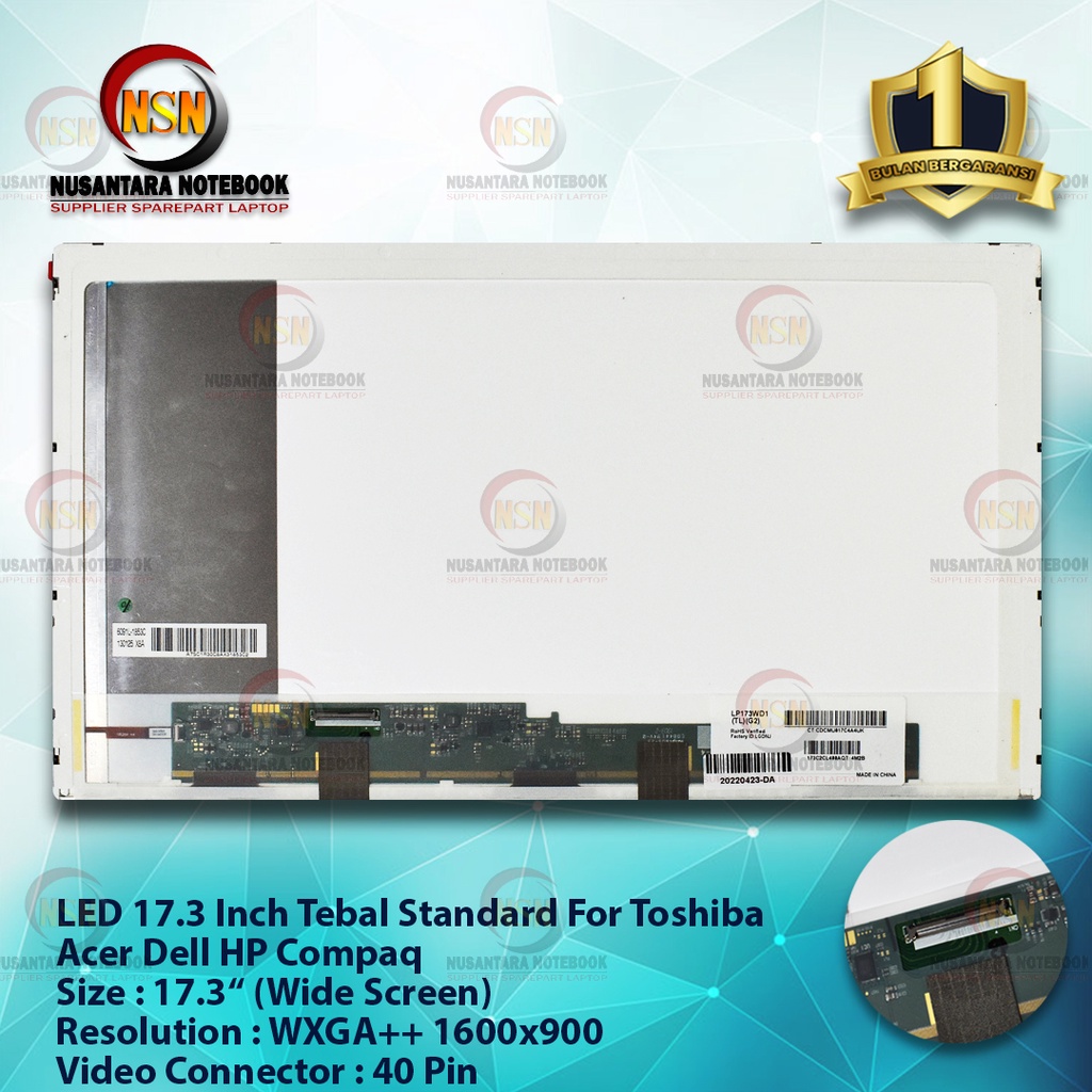 LCD LED 17.3 Inch Tebal Standard Toshiba Acer Dell HP Compaq