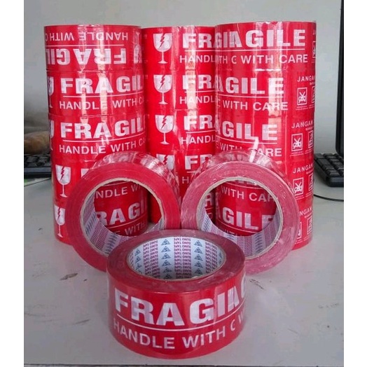 

Lakban Fragile 2 Inch 50 Yard Merah Putih Merk Muscle - Isolasi Selotip Peringatan Jangan Dibanting
