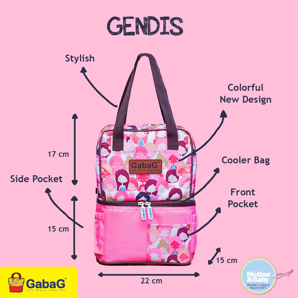 GABAG Cooler Bag POP Series Kecil Lavender / Gendis / Nuri / Lavender / Ceri / Aster / Aira - Tas Cooler Pendingin Asi Bayi + Free 1 Ice Gel