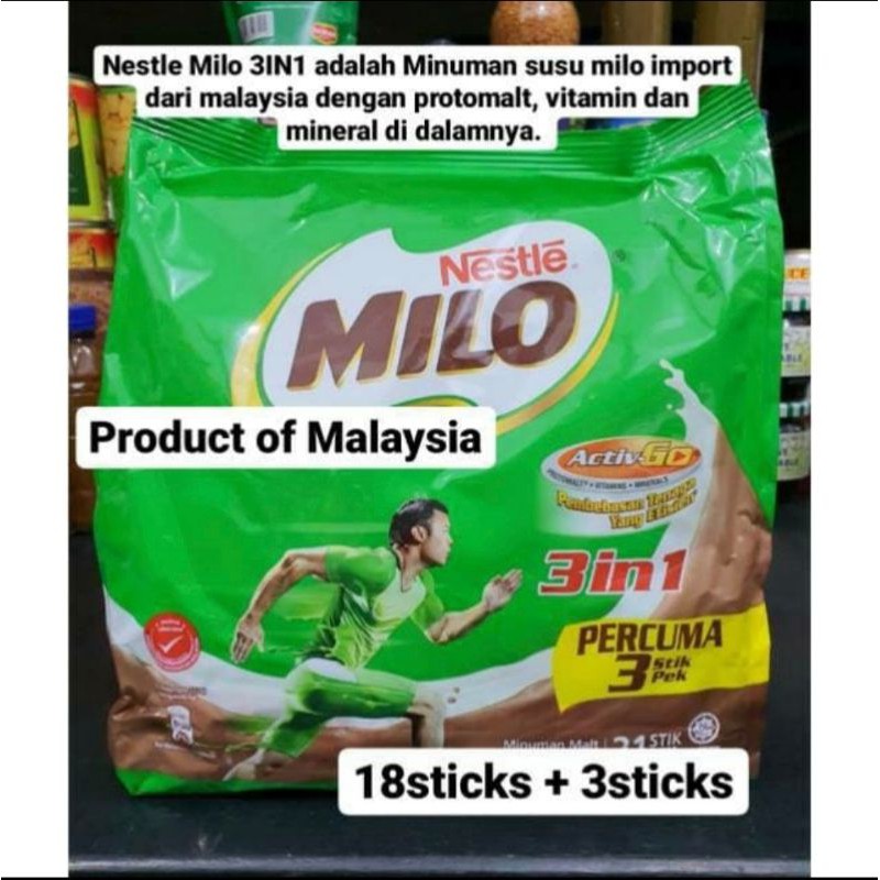 

NESTLE MILO 3IN1 ACTIVE GO 18 STICKS ORIGINAL ASLI 100% MALAYSIA