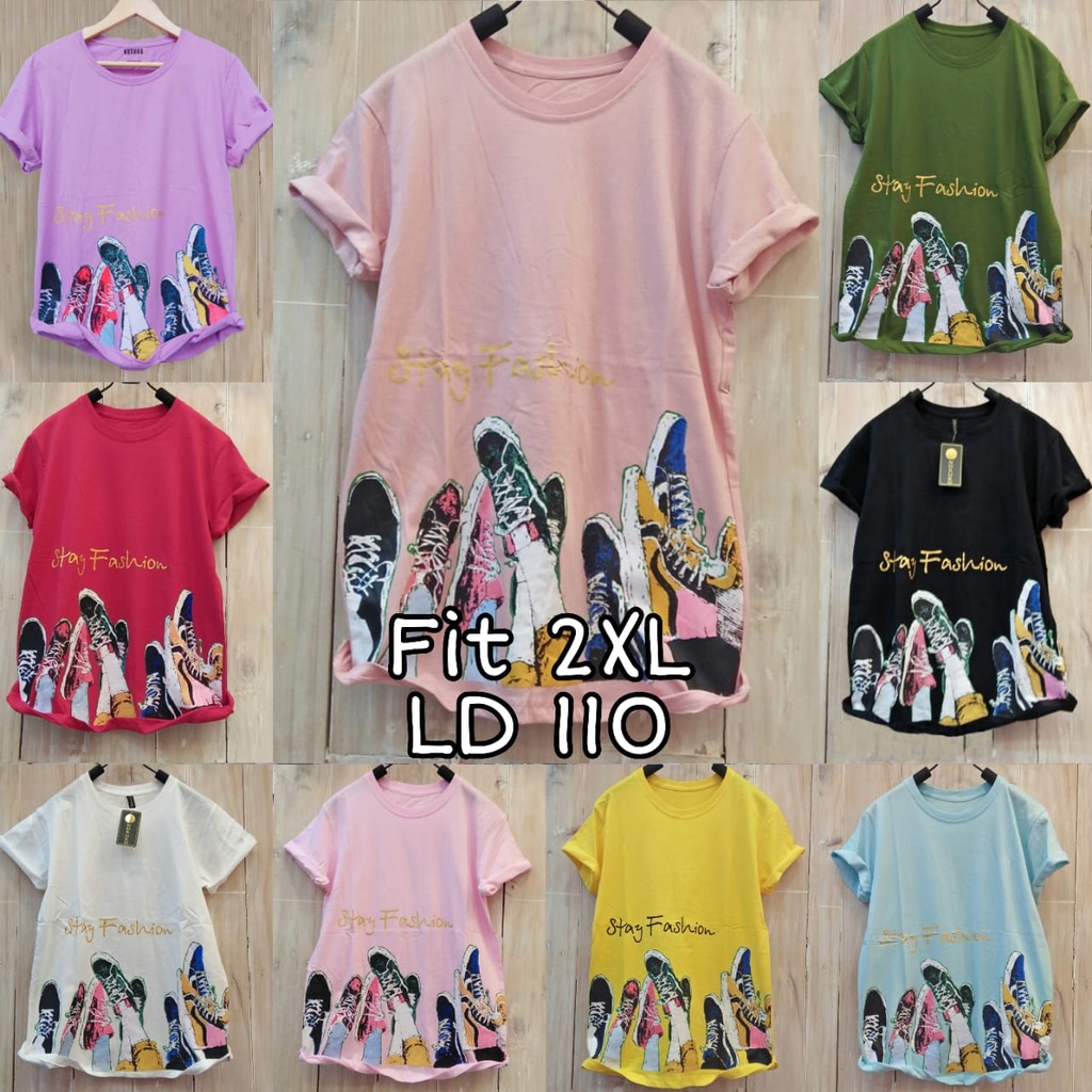 CHERON 19442 - Kaos Distro Wanita Fit XXL LD 110 Baju Atasan Oblong Cewek Jumbo 2XL Big Size Bigsize