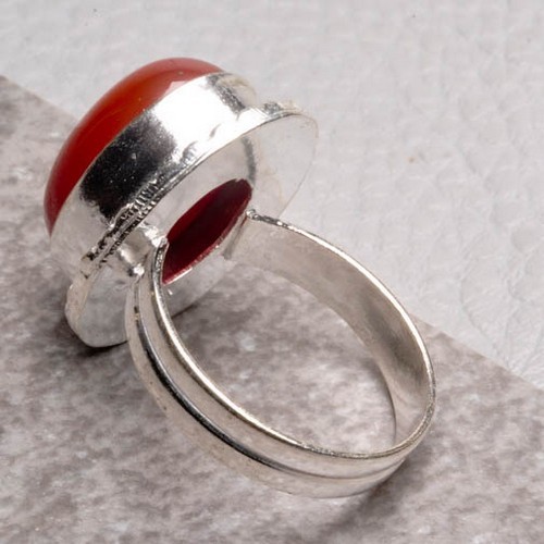 [JWG116] Natural Red Onyx Ring SZ7 Sterling Silver Plated
