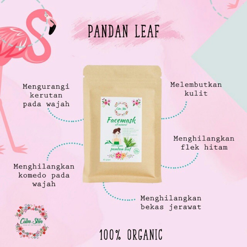 CALM FACEMASK PANDAN LEAF | Masker Bubuk Organik