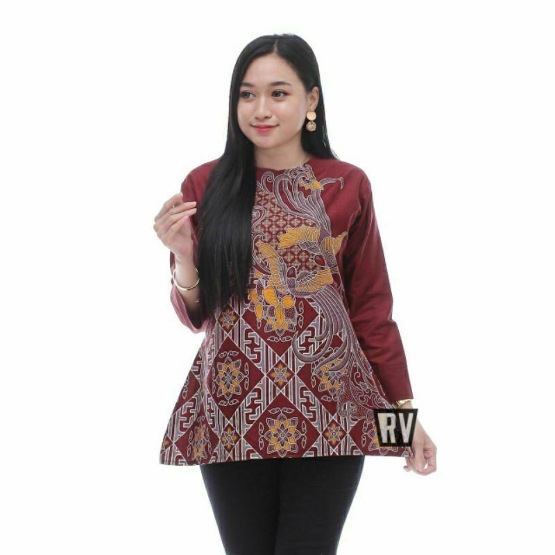 Promo Batik Couple sania ruffle batik couple keluarga ori motif kenari-BLOUSE