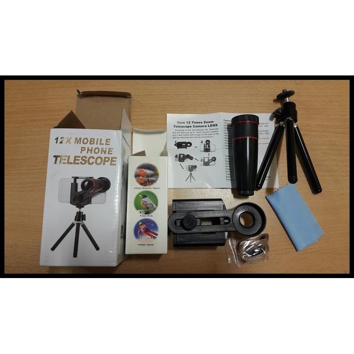 Th09 Lensa Tele Zoom 12X + Holder Lipat Universal & Mini Tripod Untuk Hp E9M1